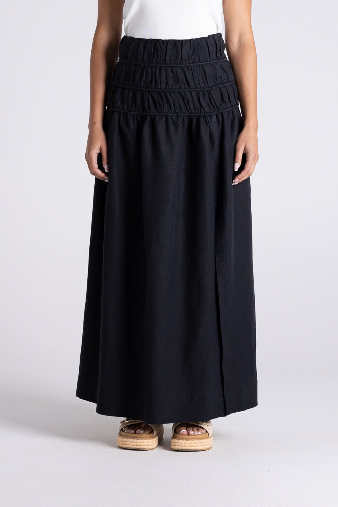 GATHERED MIDI SKIRT