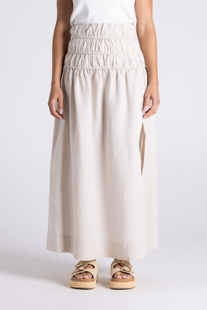 GATHERED MIDI SKIRT