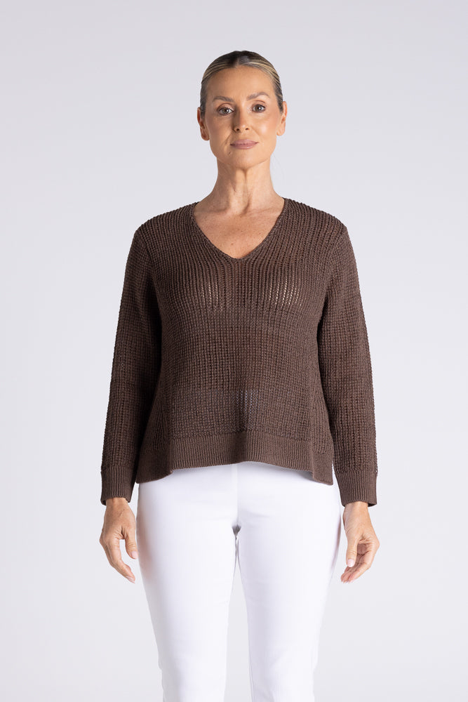 V NECK TAPE YARN KNIT