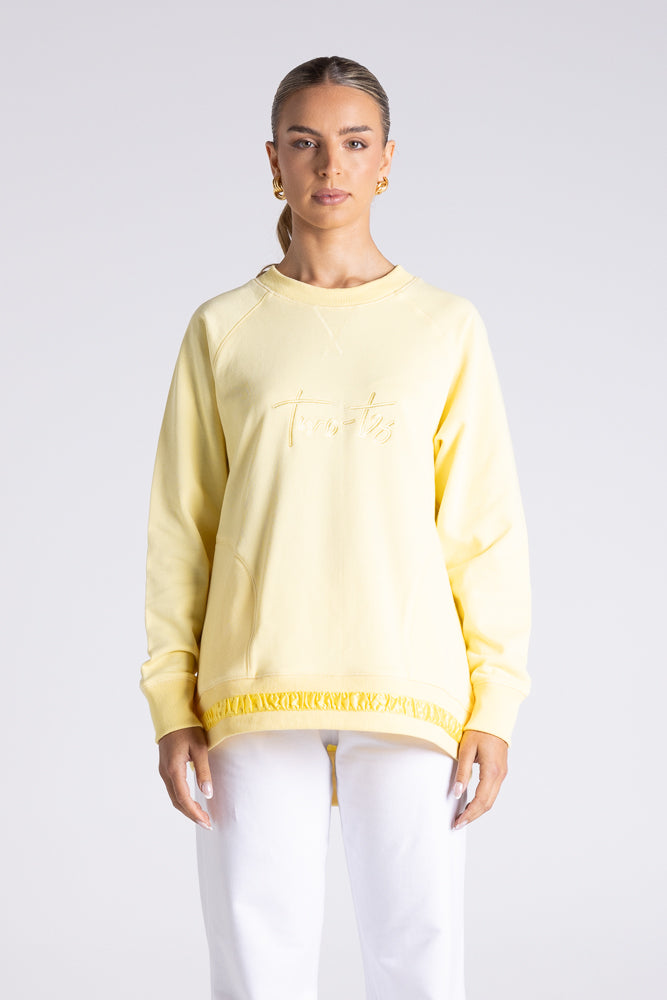 SWEAT WITH SATIN ROUCHED DETAIL