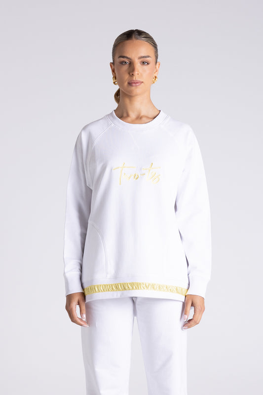 SWEAT WITH SATIN ROUCHED DETAIL