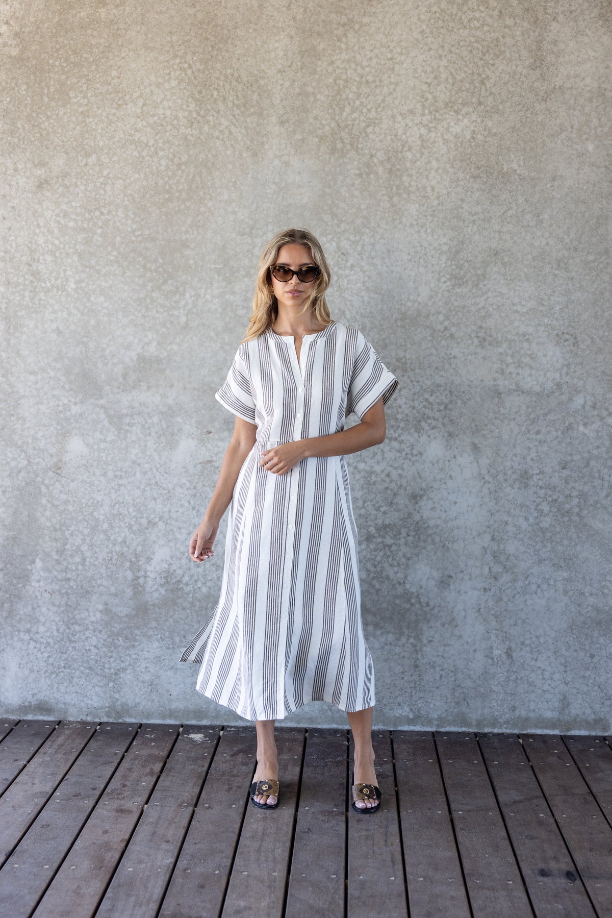 MINI STRIPE MIDI DRESS