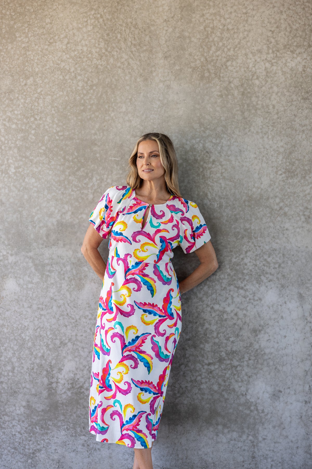 CARNIVAL PRINT MIDI DRESS