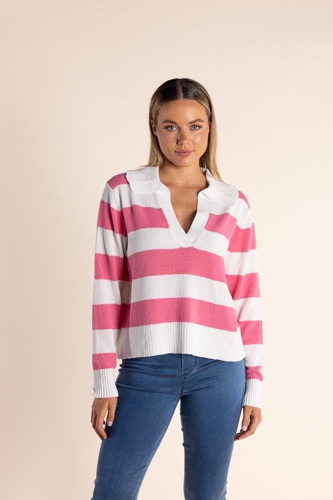 2802 - COLLAR KNIT W/STRIPES