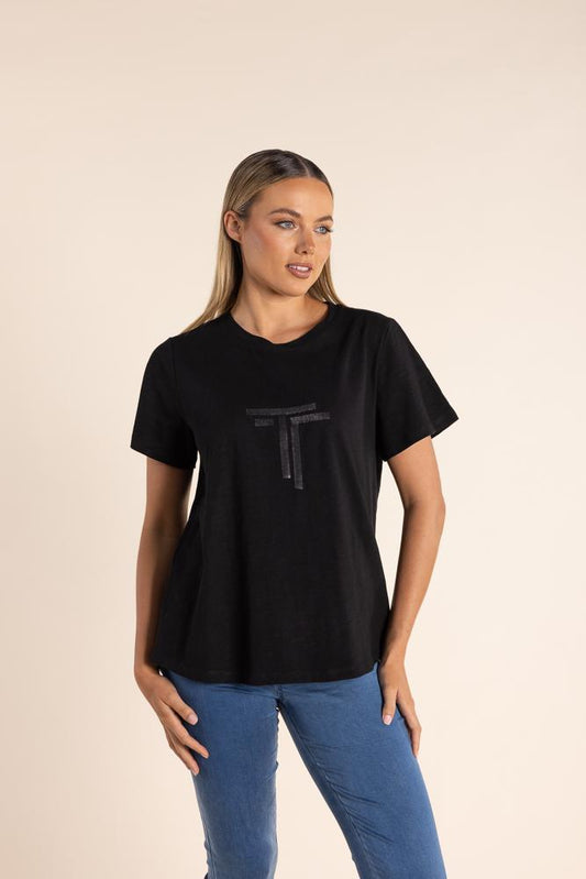 2818 - LOGO SQUIN CREW T-SHIRT-DTM SEQUINS