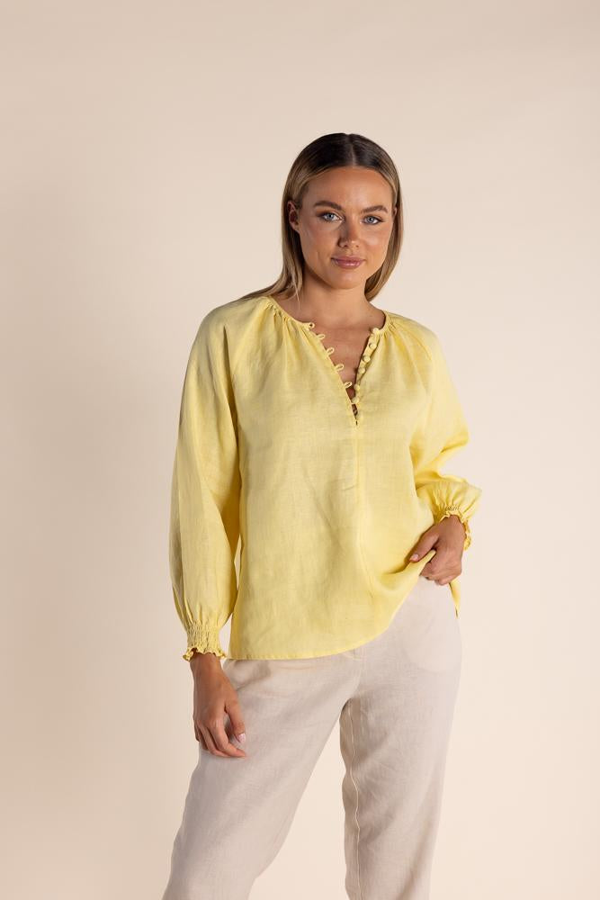 2844 LINEN BUTTON FRONT TOP