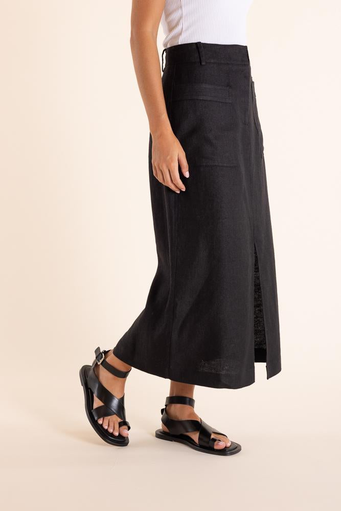 2848 - LINEN MIDI SKIRT-TEXTURED LINEN