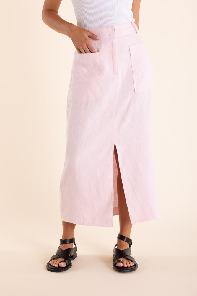2848 - LINEN MIDI SKIRT-TEXTURED LINEN