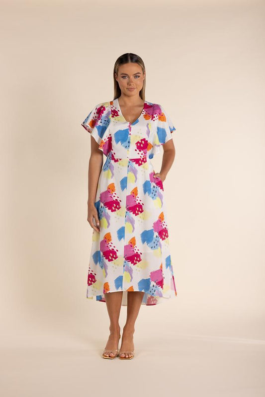 2863 - ART PRINT LONG LINE DRESS