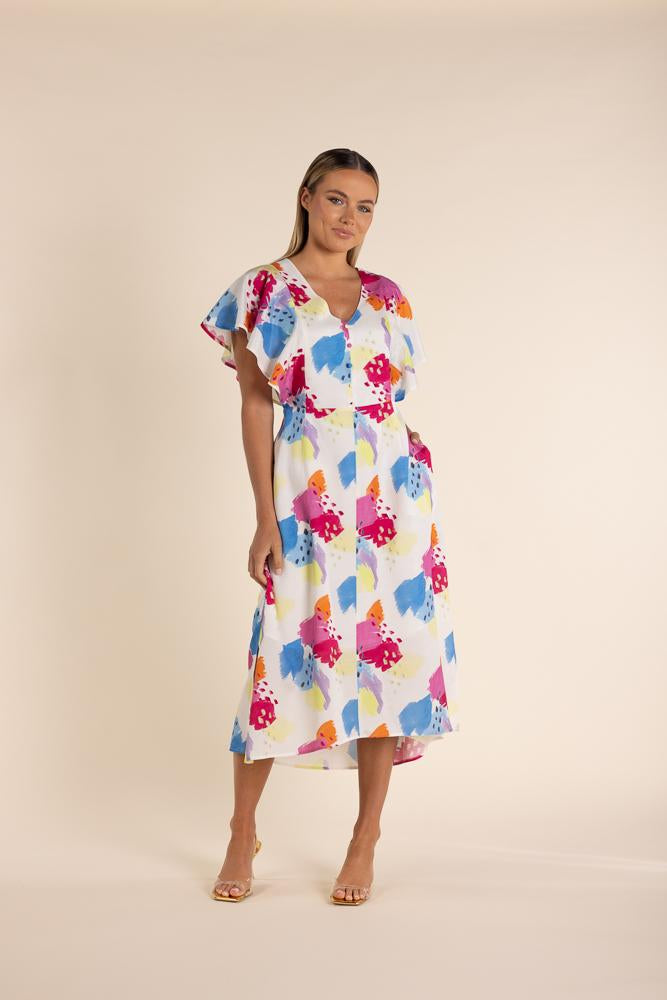 2863 - ART PRINT LONG LINE DRESS