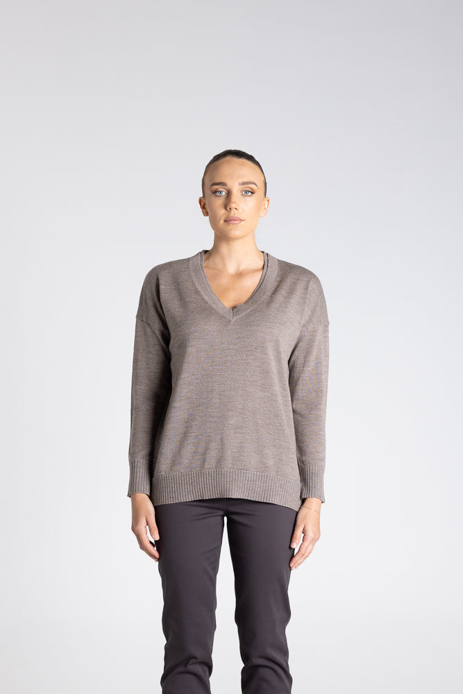DOUBLE V NECK SWEATER - 3313