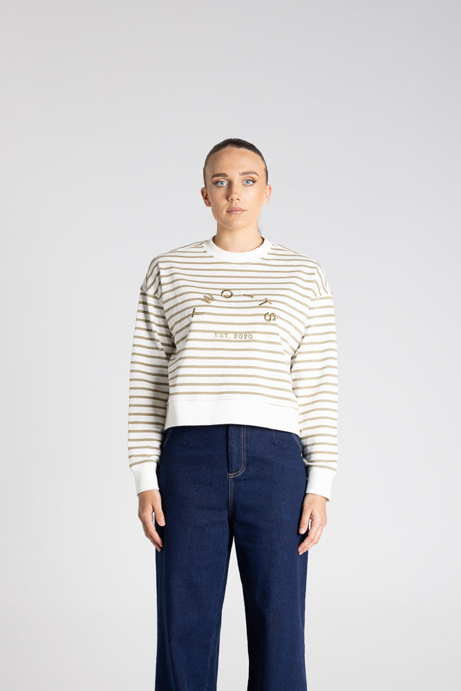 STRIPE SWEAT W/EMBROIDERED LOGO - 3335