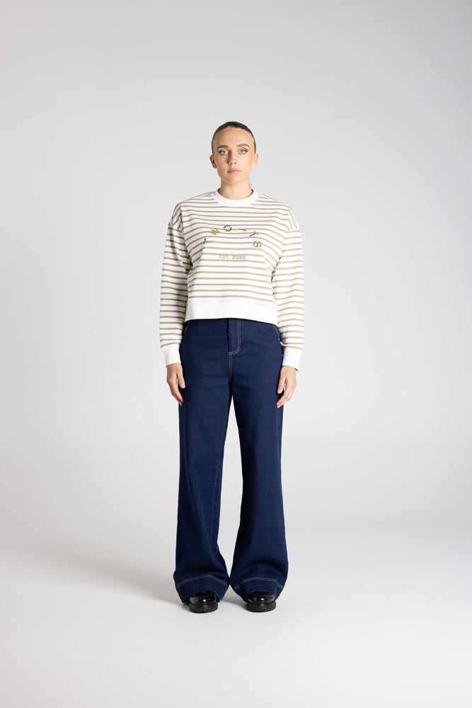 STRIPE SWEAT W/EMBROIDERED LOGO - 3335