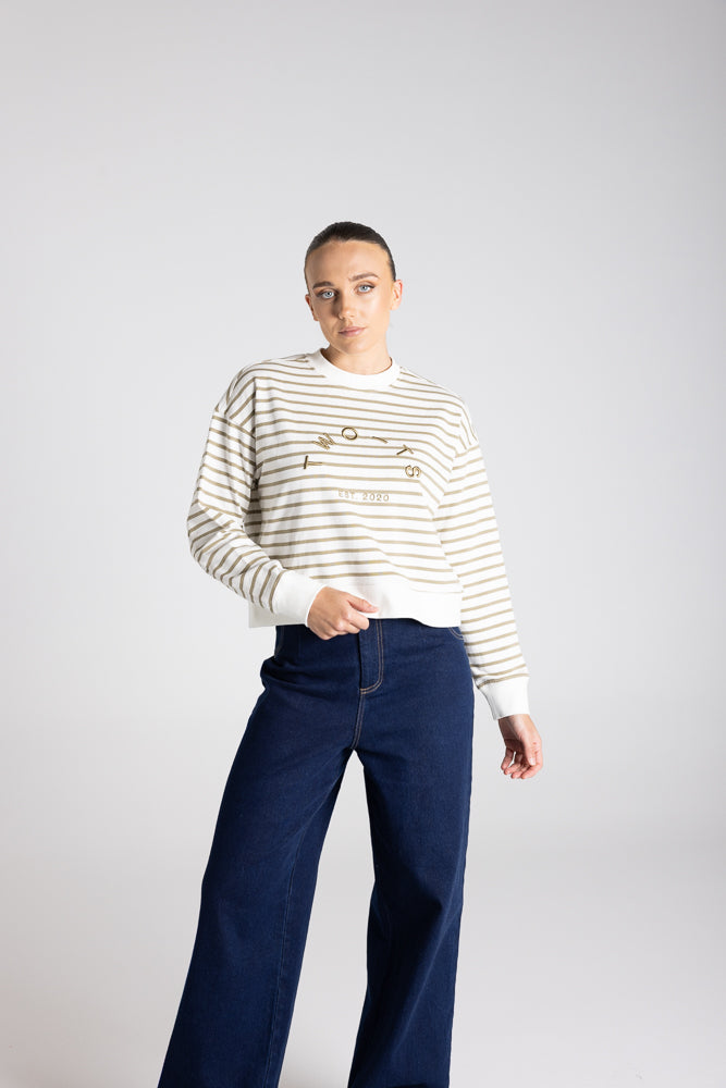 STRIPE SWEAT W/EMBROIDERED LOGO - 3335