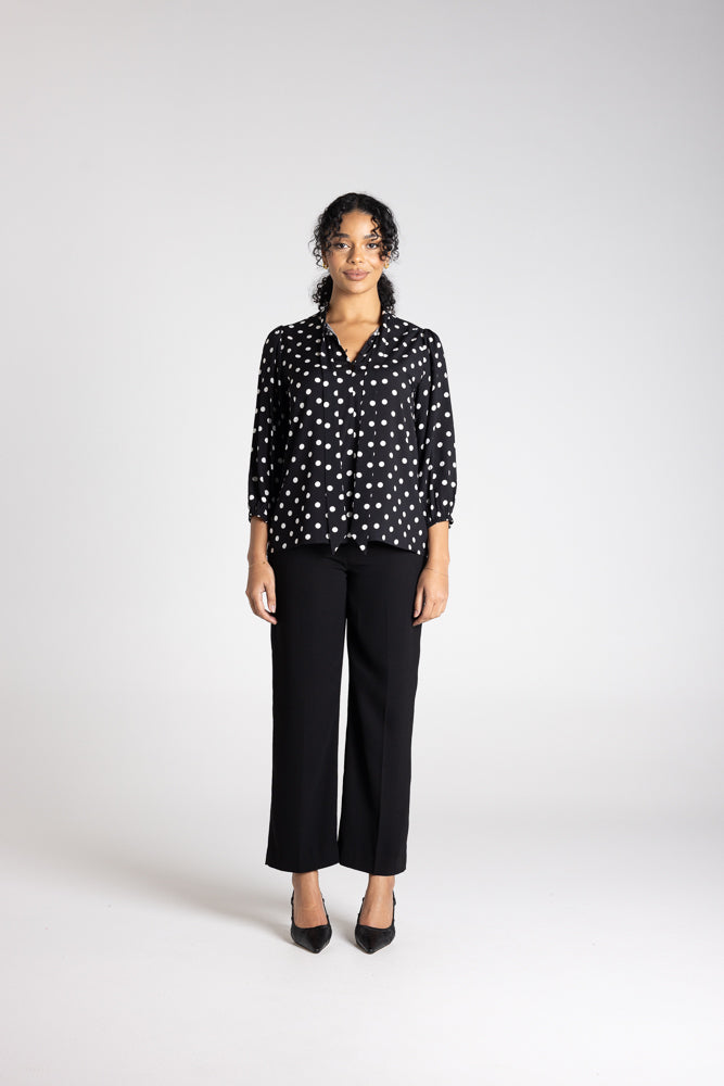 LOTTIE SPOT PUSSY BOW TOP - 3377