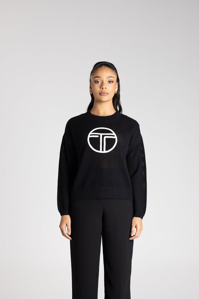 TT Logo Pointelle Knit Sweater - 3302