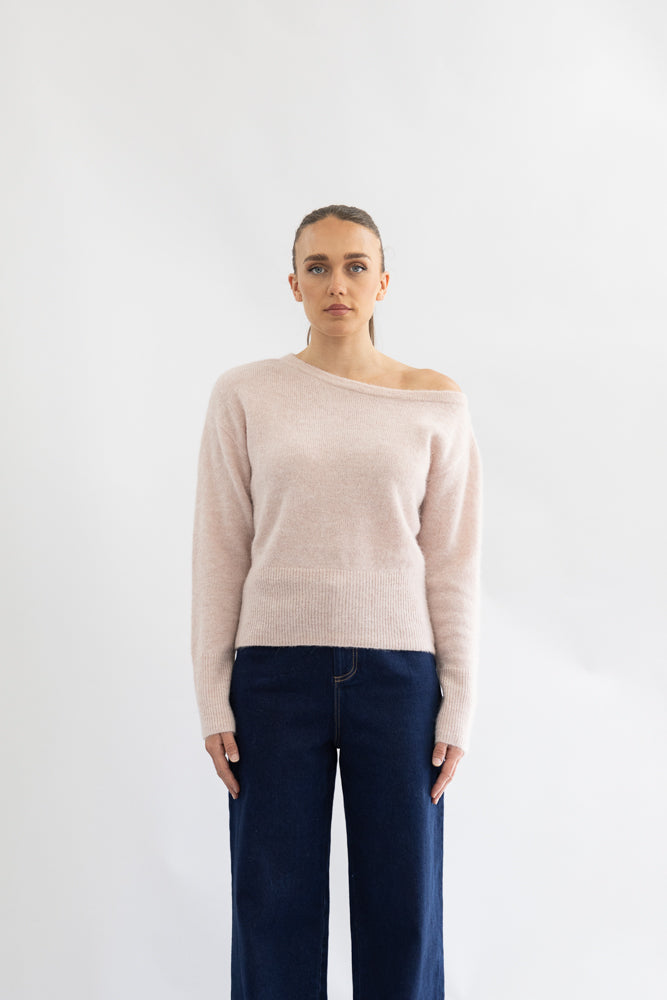 OFF THE SHOULDER FLUFFY KNIT - 3329