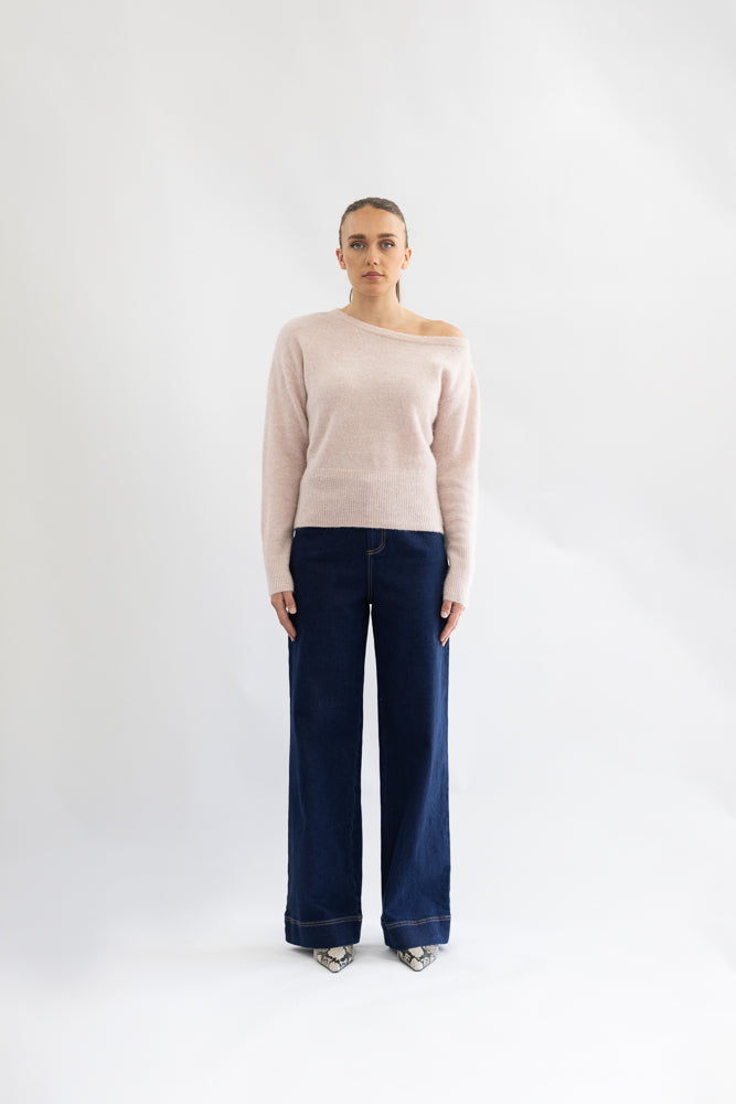 OFF THE SHOULDER FLUFFY KNIT - 3329