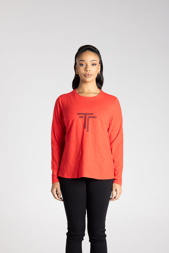 L/SLV CREW W/DTM LOGO SEQUINS - 3347