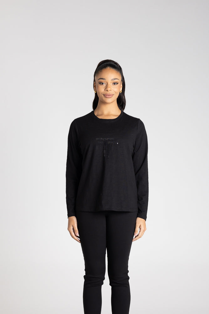 L/SLV CREW W/DTM LOGO SEQUINS - 3347