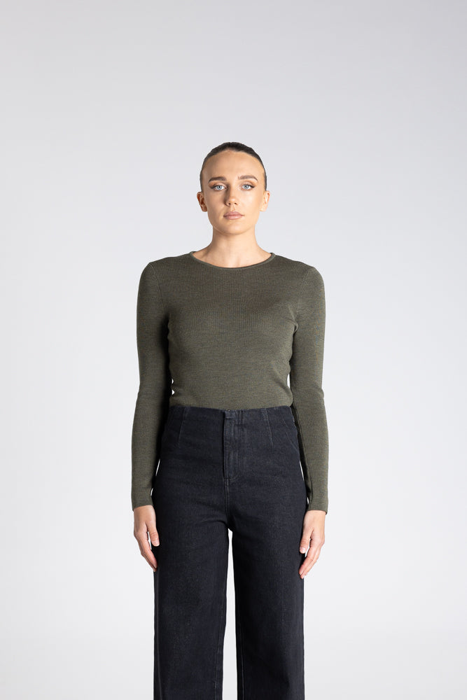 CREW NECK MERINO KNIT TOP - 3314