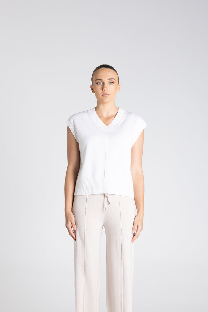 V NECK COTTON-MERINO VEST - 3316