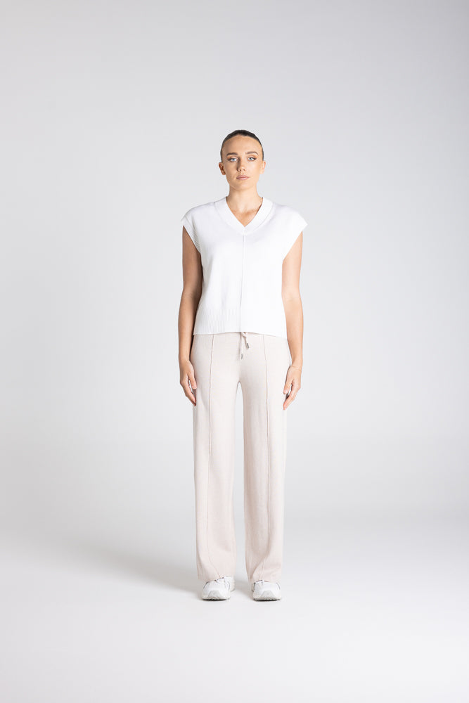 V NECK COTTON-MERINO VEST - 3316