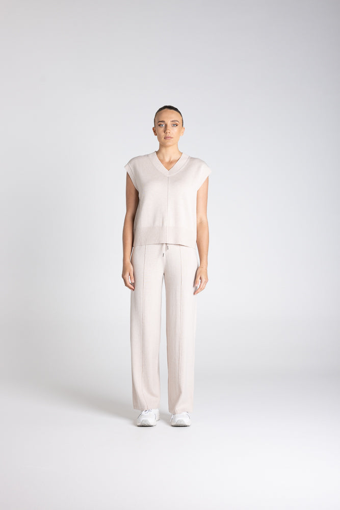 V NECK COTTON-MERINO VEST - 3316