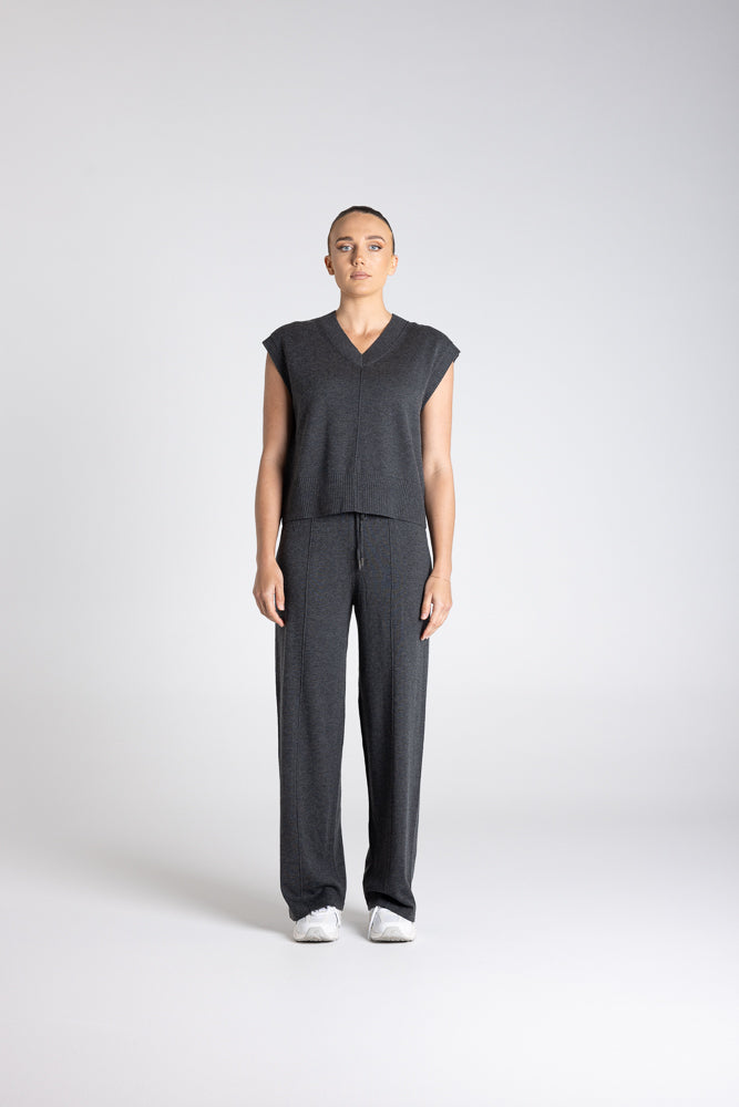 V NECK COTTON-MERINO VEST - 3316