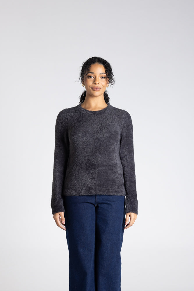 CREW NECK FLUFFY KNIT - 3320