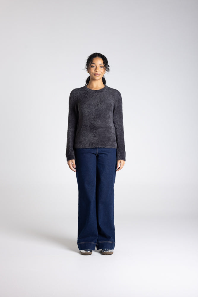CREW NECK FLUFFY KNIT - 3320
