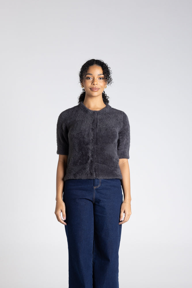 FLUFFY KNIT S/SLV CARDIGAN - 3321