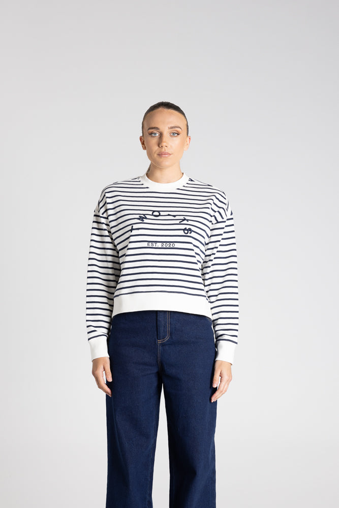 STRIPE SWEAT W/EMBROIDERED LOGO - 3335
