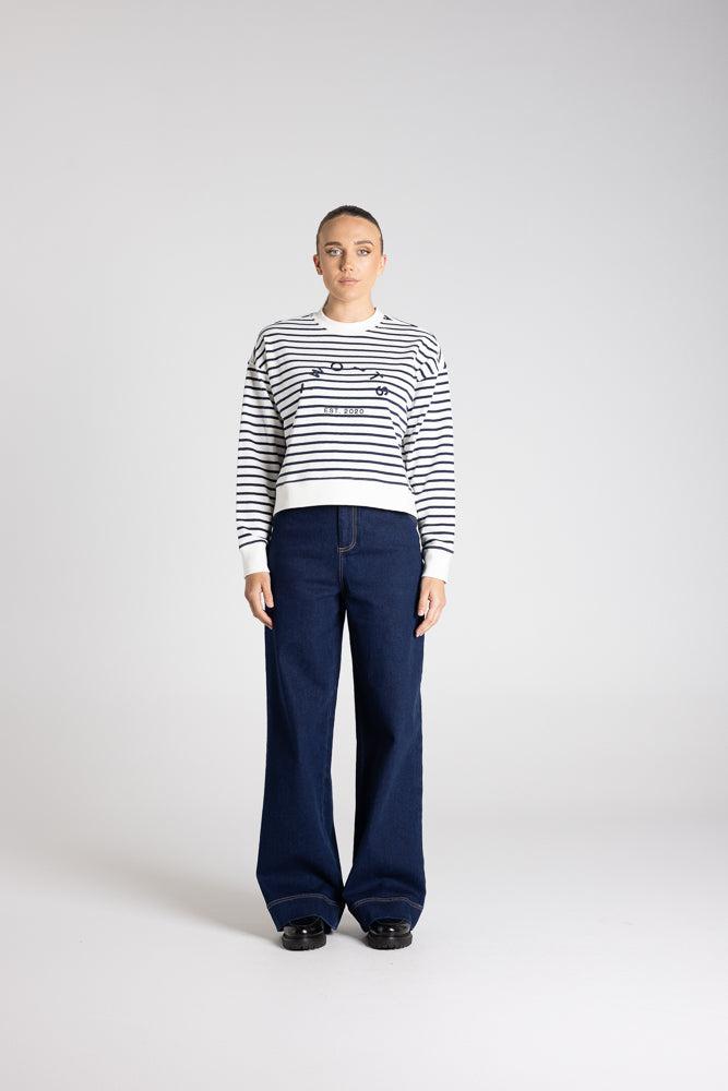 STRIPE SWEAT W/EMBROIDERED LOGO - 3335