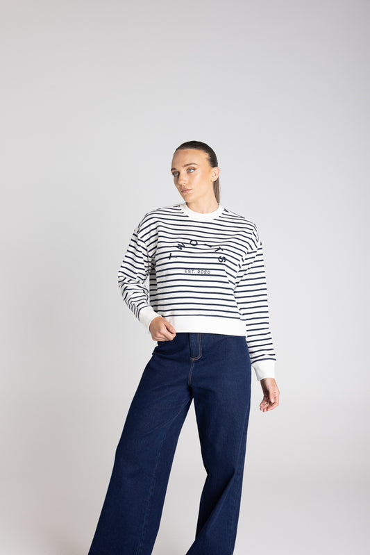 STRIPE SWEAT W/EMBROIDERED LOGO - 3335