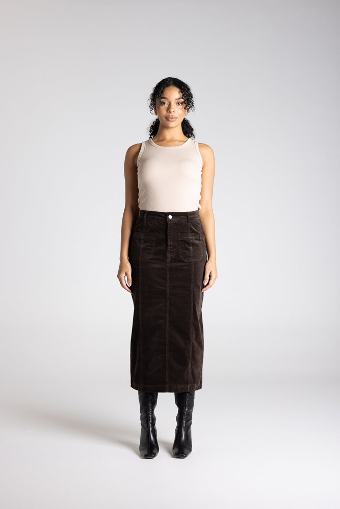 CORD MIDI SKIRT - 3392
