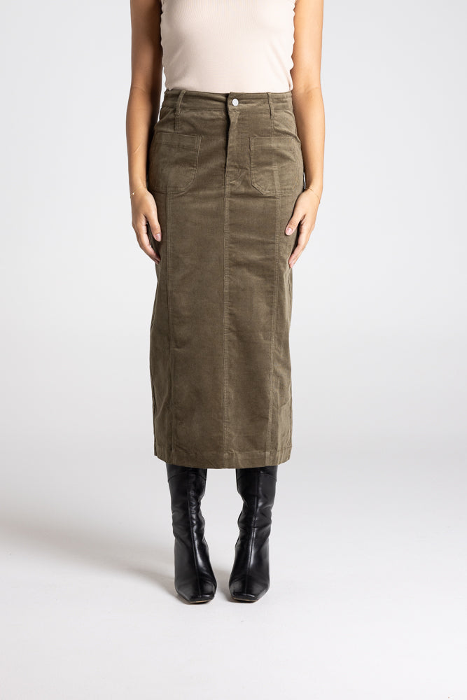 CORD MIDI SKIRT - 3392