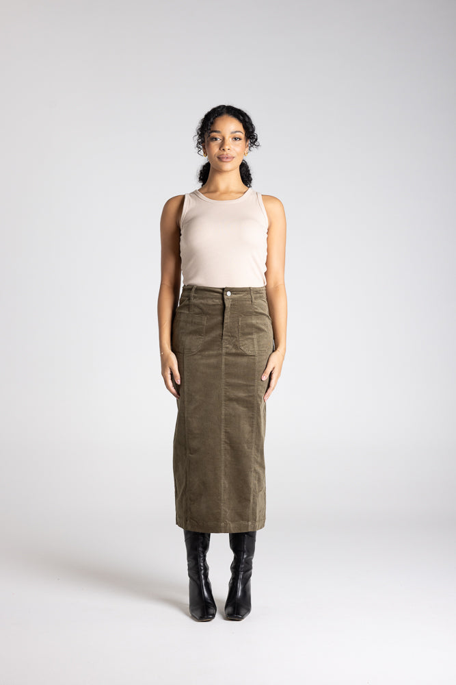 CORD MIDI SKIRT - 3392