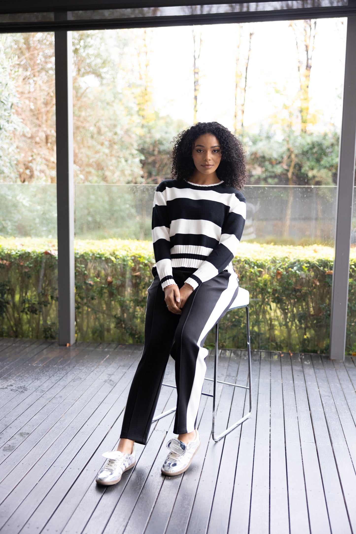 Dropped Shoulder Stripe Crew - 3304