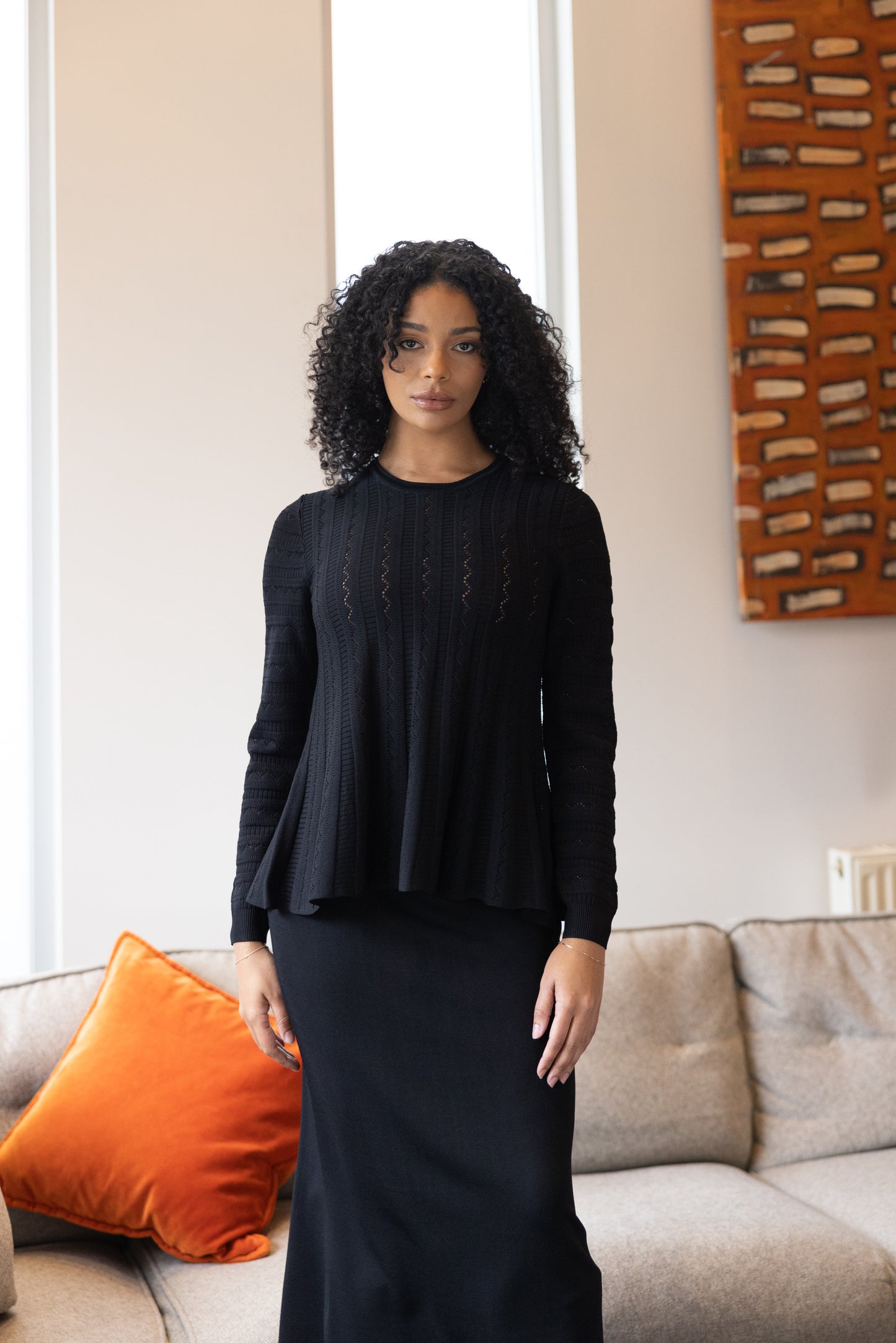 MILANO POINTELLE PEPLUM TOP - 3327