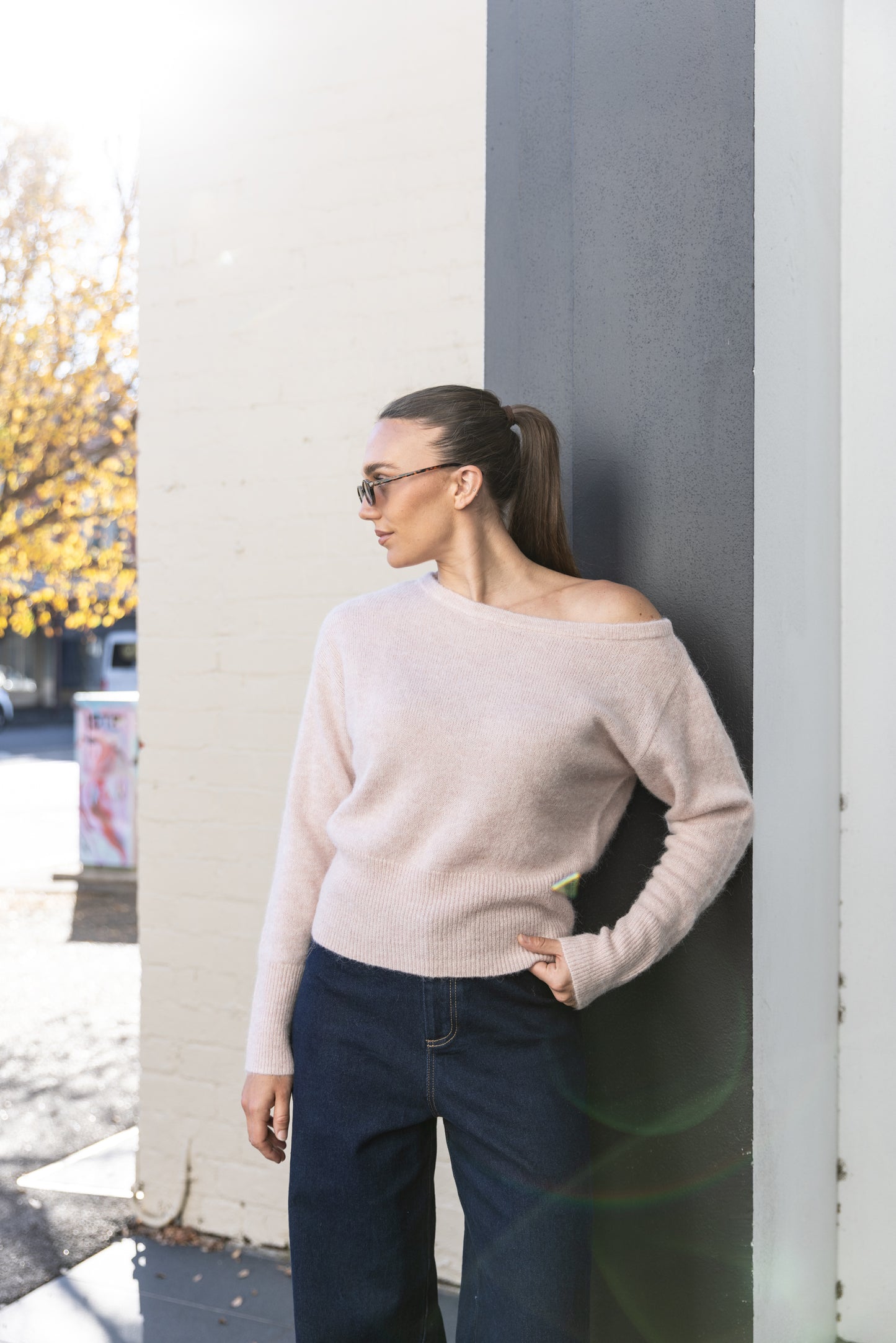 OFF THE SHOULDER FLUFFY KNIT - 3329