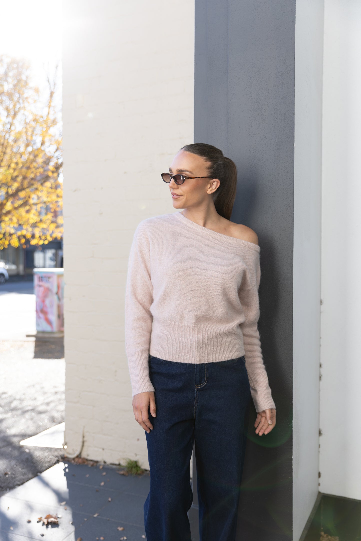 OFF THE SHOULDER FLUFFY KNIT - 3329