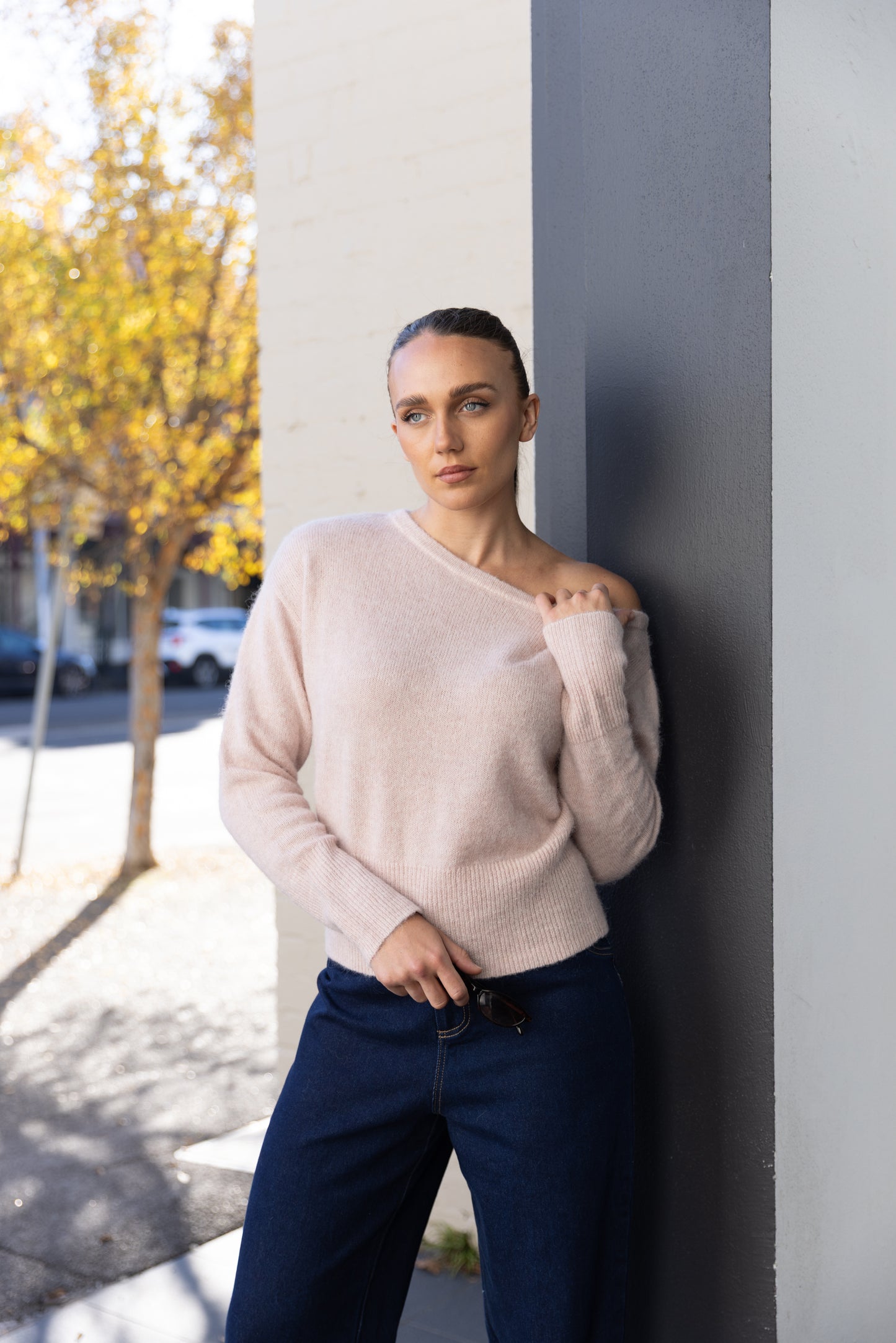 OFF THE SHOULDER FLUFFY KNIT - 3329